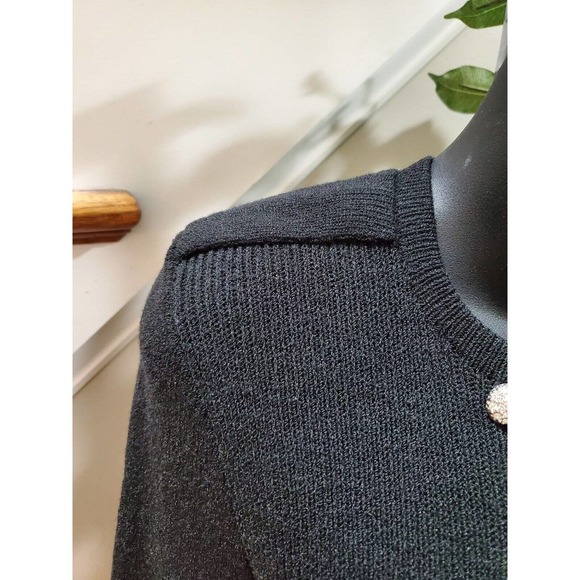 Don Sayres For Wellmore Black Wool Round Neck Long Sleeve Knee Length Dress 6P - Picture 5 of 9